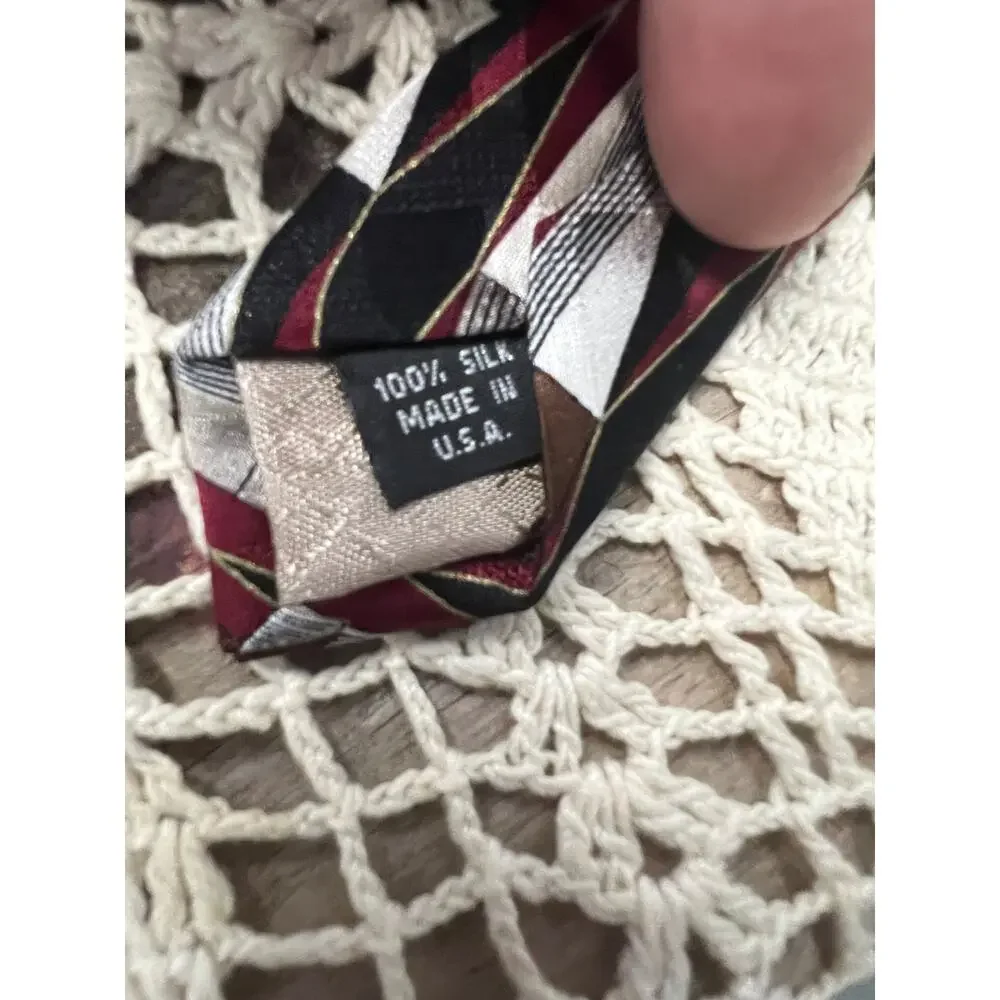 Vintage Pierre Balmain‎ Couture black white red grey tie silk